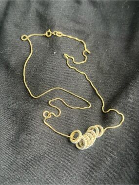 10 inch Gold Tone Multi-Ring Pendant Necklace - Women Jewelry
